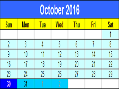 Happy Diwali 2016 Date Calender