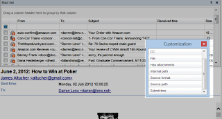 Eml viewer pro custom list for displaying email. Image shows how to customize the Eml Viewer Pro mail list.