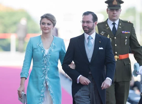 Grand Duke Henri, Grand Duchess Maria Teresa, Hereditary Grand Duke Guillaume, Hereditary Grand Duchess Stéphanie, Prince Félix, Princess Claire, Prince Louis,  Princess Tessy, Princess Alexandra,  Prince Sebastien. Luxembourg's National Day