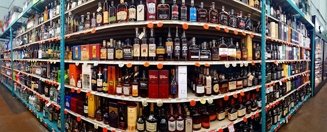 selection of alcohol at store