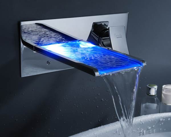 color changing led waterfall bathroom sink faucet