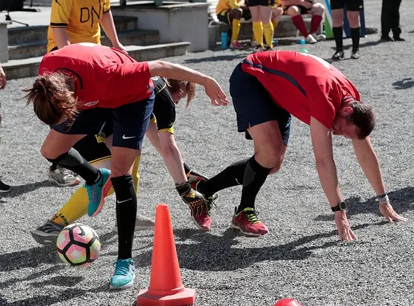 Crown Prince Haakon, Crown Princess Mette-Marit, Princess Ingrid Alexandra and Prince Sverre Magnus played football match