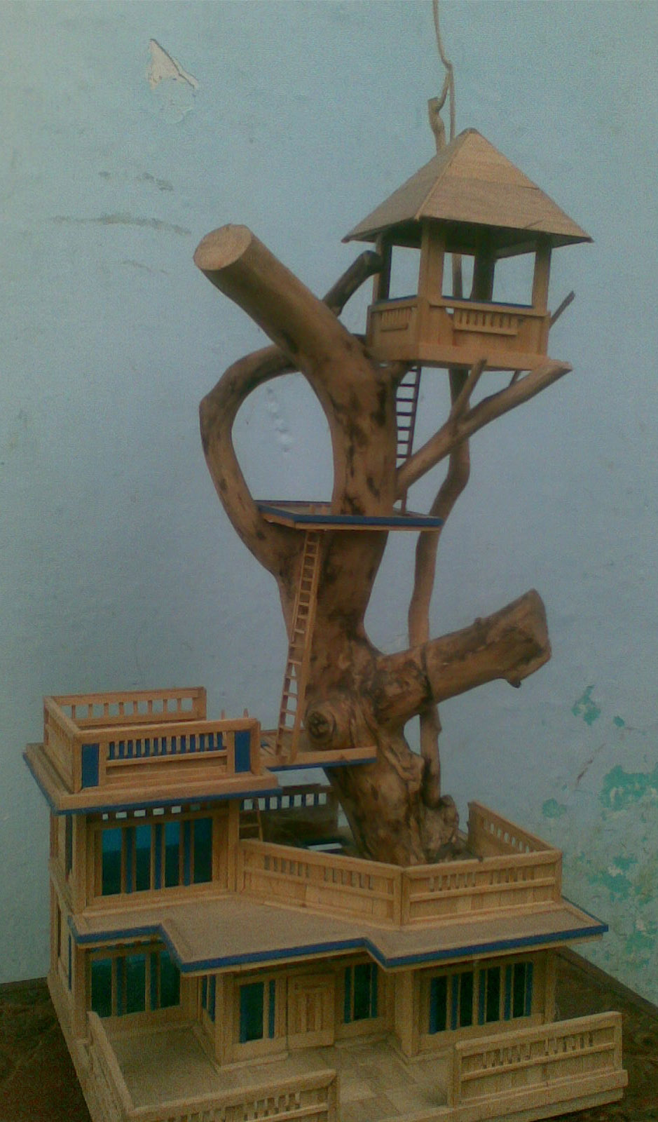 jualan uuuu Handmade Miniatur  Rumah  Pohon dari  kayu eskrim