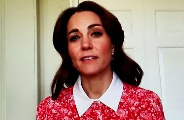 Kate Middleton wore a new calla rose red floral shirt dress by Beulah London. Duchess wore a dress from Beulah London