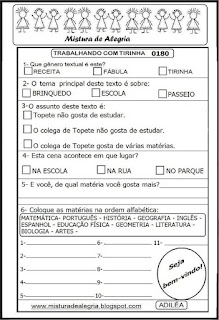 Tirinha Atividade com tirinha
