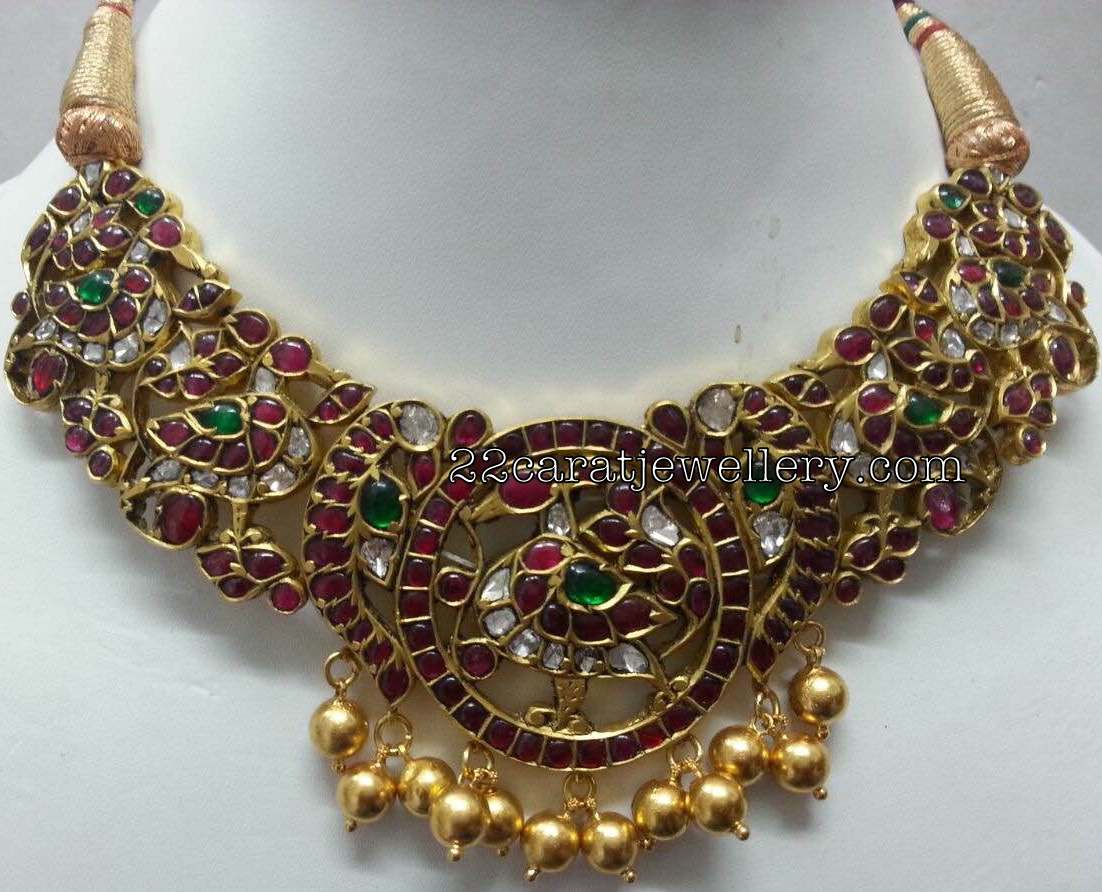 Kundan Peacock Choker Jhumkas Jewellery Designs