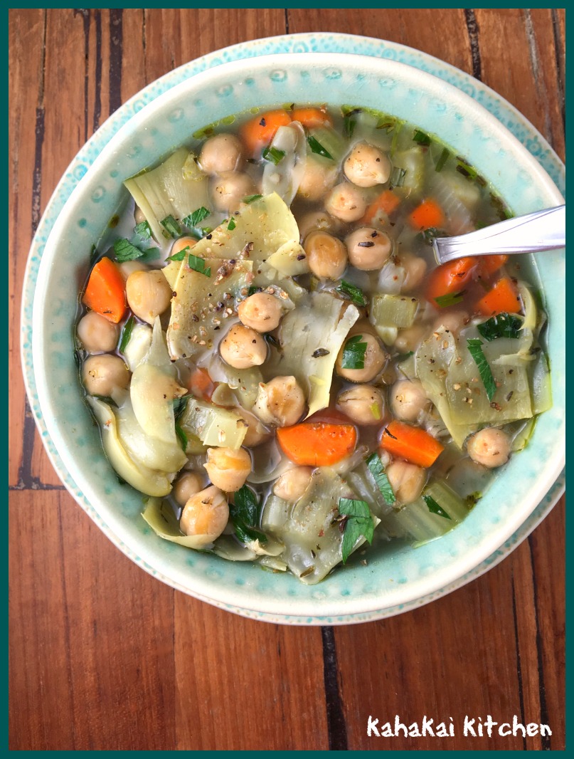 Kahakai Kitchen Simple Chickpea, Veggie & Artichoke Heart Soup for