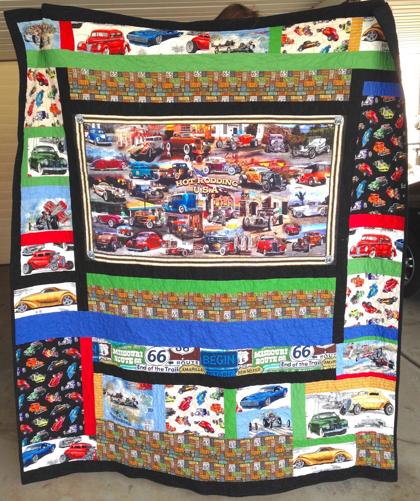 CRAZY BY DESIGN Hot Rod Quilt Finished