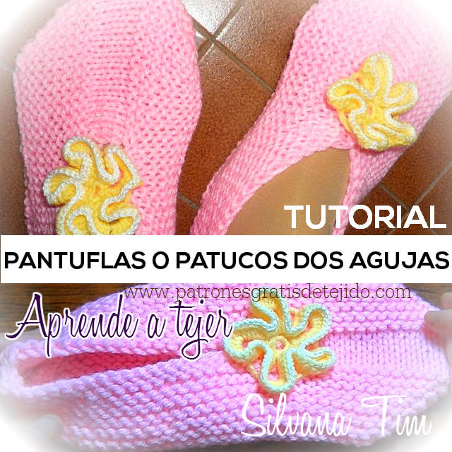 Pantuflas-Zapatillas muy fáciles tejidas en dos agujas-Soy Woolly 