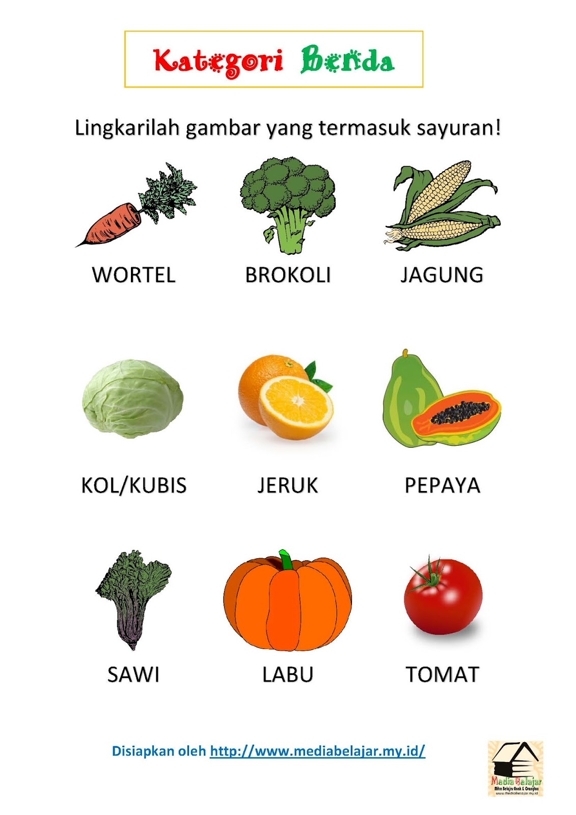 Mewarnai Gambar Sayuran