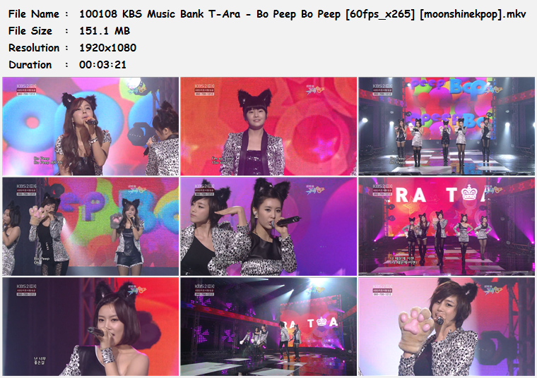 Moonshinekpop 100108 Kbs Music Bank T Ara Bo Peep Bo Peep 60fps