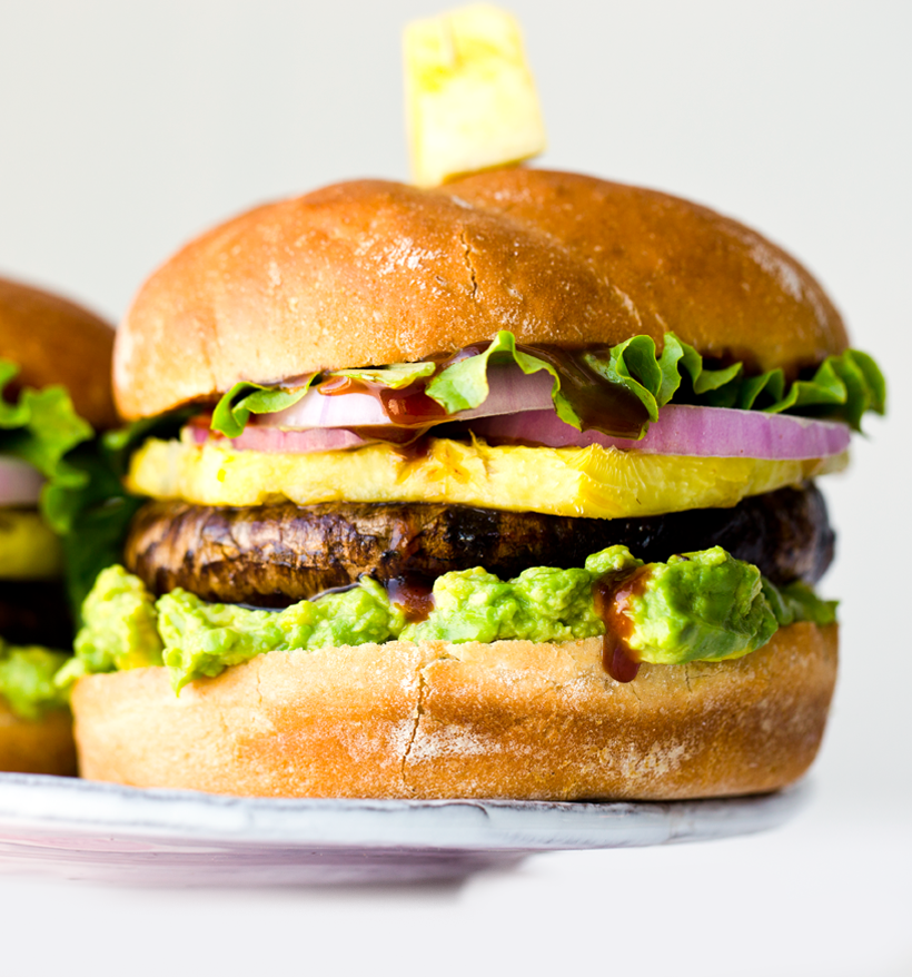 Pineapple Teriyaki Portobello Burgers with Avocado