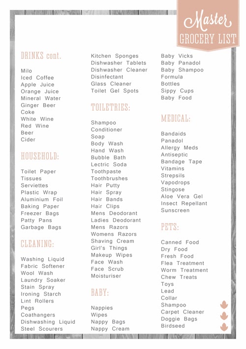 Free Printable Home Planner: My Master Grocery List