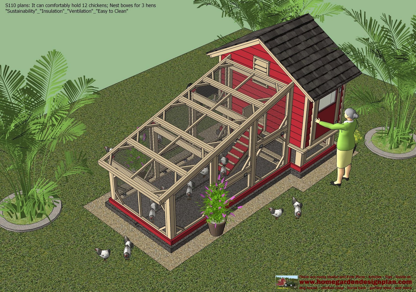 home garden plans: S110 - Chicken Coop Plans Construction 