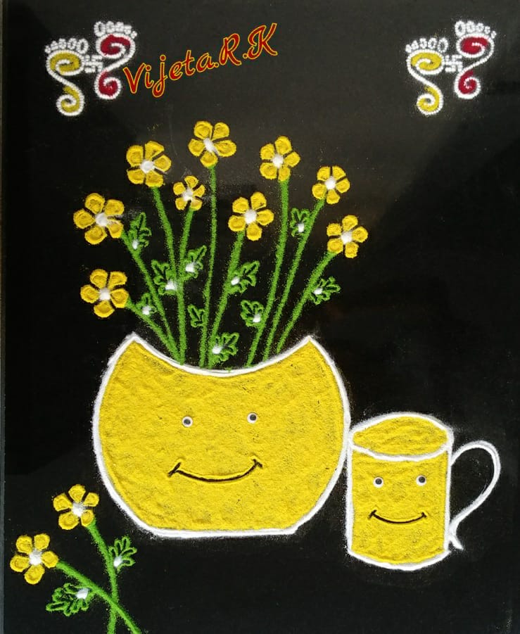 GOOD MORNING COFFEE THEME RANGOLI ART 2017