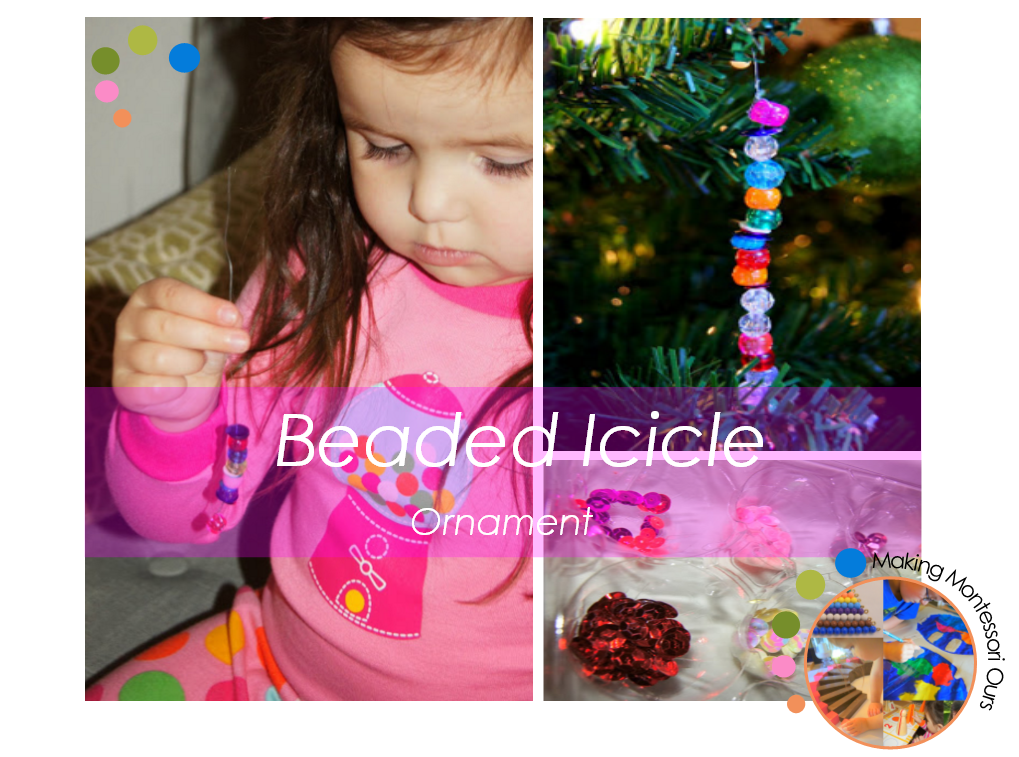Kids DIY Beaded Icicle Christmas Tree Ornaments "Making Montessori Ours"