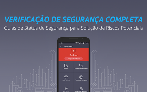 Verifica falhas e possíveis arquivos/aplicativos maliciosos. AMC Security - Antivírus e limpeza Android