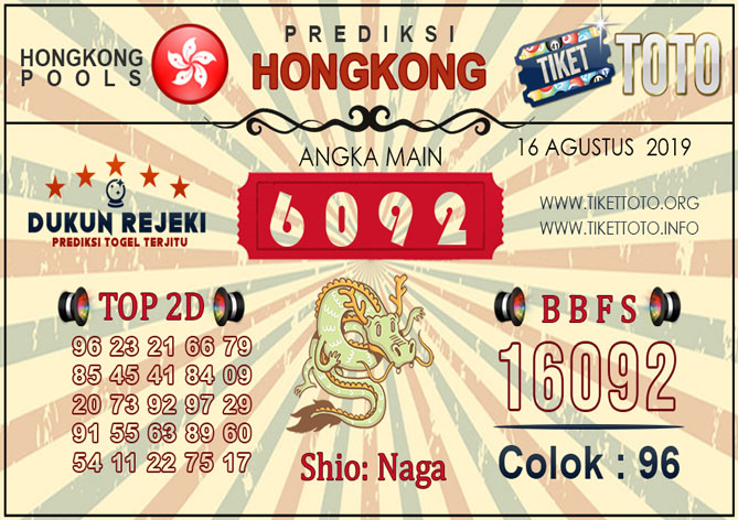 Prediksi Togel HONGKONG TIKETTOTO 16 AGUSTUS 2019