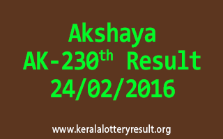 Akshaya AK 230 Lottery Result 24-02-2016