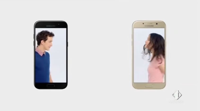 Modello e modella Samsung pubblicità Galaxy A3-A5 con Foto - Testimonial Spot Pubblicitario Samsung 2017