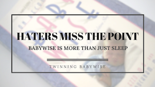 Text: Haters Miss the Point Babywise Is More Than Just Sleep Twinning Babywise (Text overlay on picture of babywise book