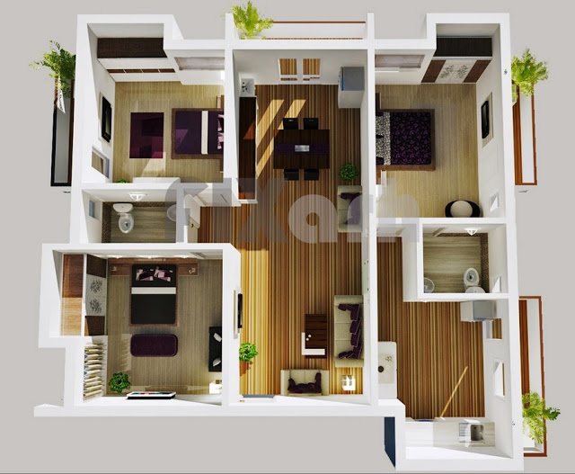 25+ Gambar Denah Rumah Minimalis 3D (Tiga Dimensi)