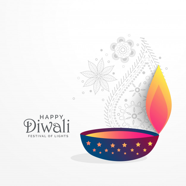 Creative diwali festival greeting background with diya Free Vector