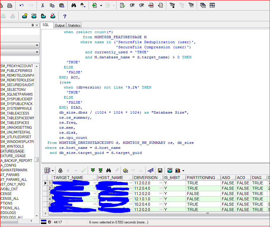 Reporting on Oracle licence usage......