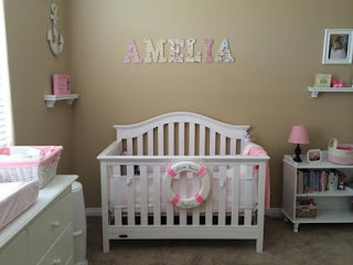baby girl nautical nursery set sail with white anchor and pink strip buoy 3d amelia wall typhography small basket black table lamp