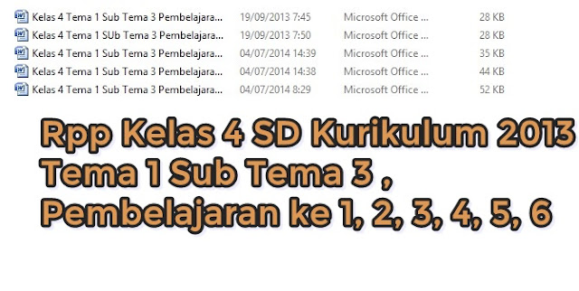 Rpp Kelas 4 SD Kurikulum 2013 Tema 1 Sub Tema 3 , Pembelajaran ke 1, 2, 3, 4, 5, 6