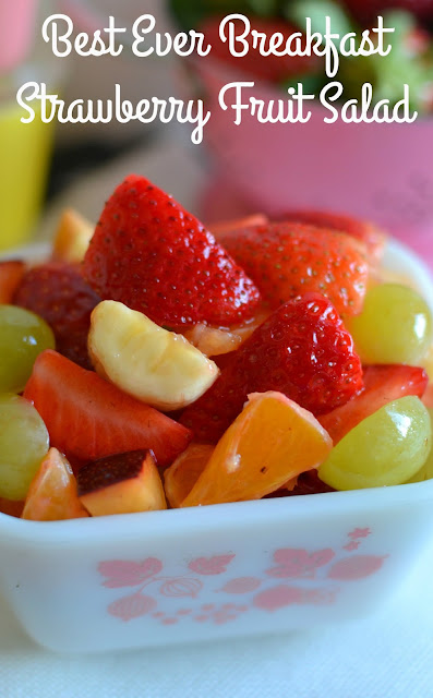 This fruit salad is the perfect addition to any meal! It's simple with a great variety of fruit, and a delicious sweet lemon sauce to bring it all together! Best Ever Breakfast or Brunch Strawberry Fruit Salad Recipe from Hot Eats and Cool Reads