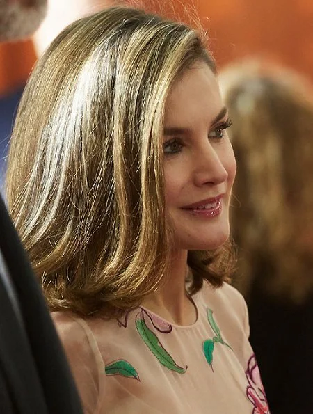 TOUS Ruby and Emerald Earrings, Queen Letizia wore Carolina Herrera Floral Embroidered Organza Dress