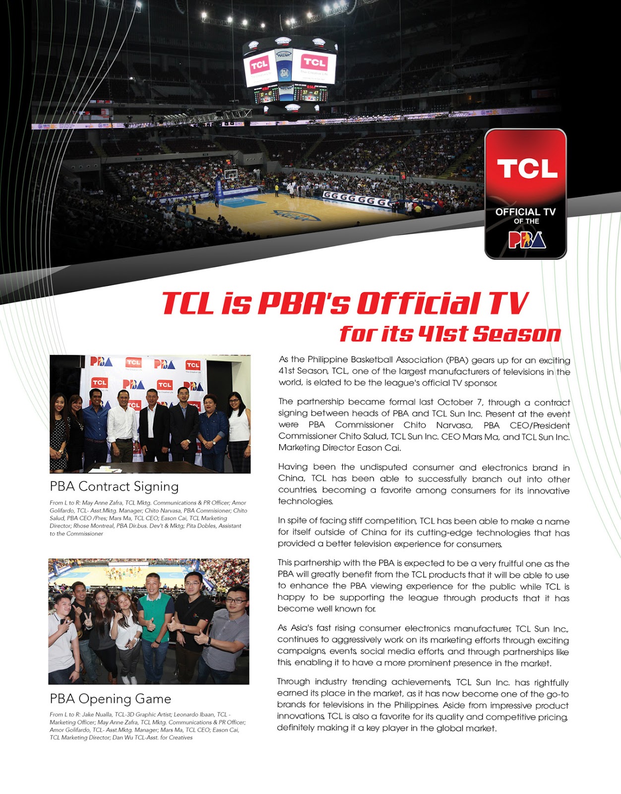 TCL for PBA's 41st Season