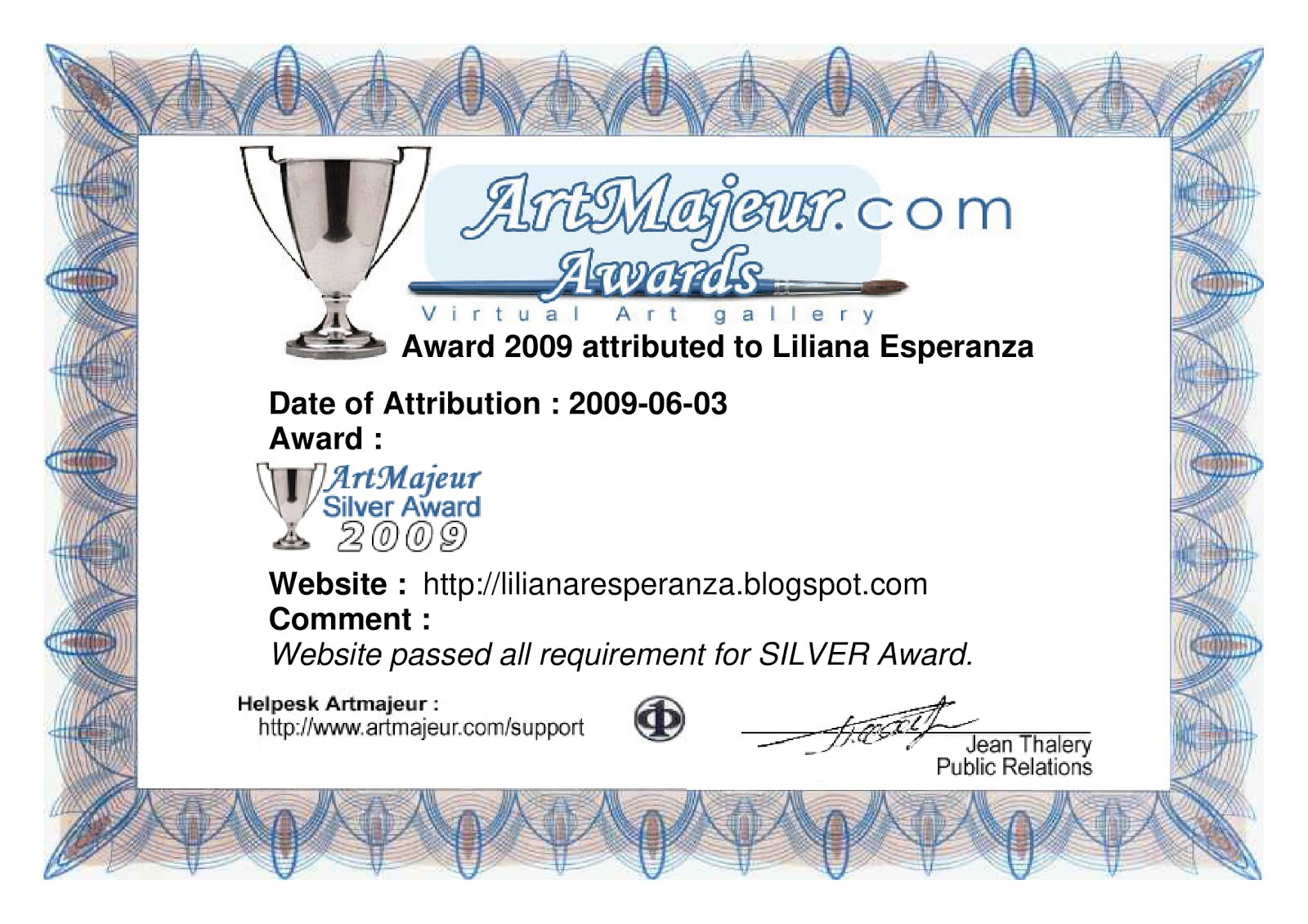 Artmajeur Silver Award 2009