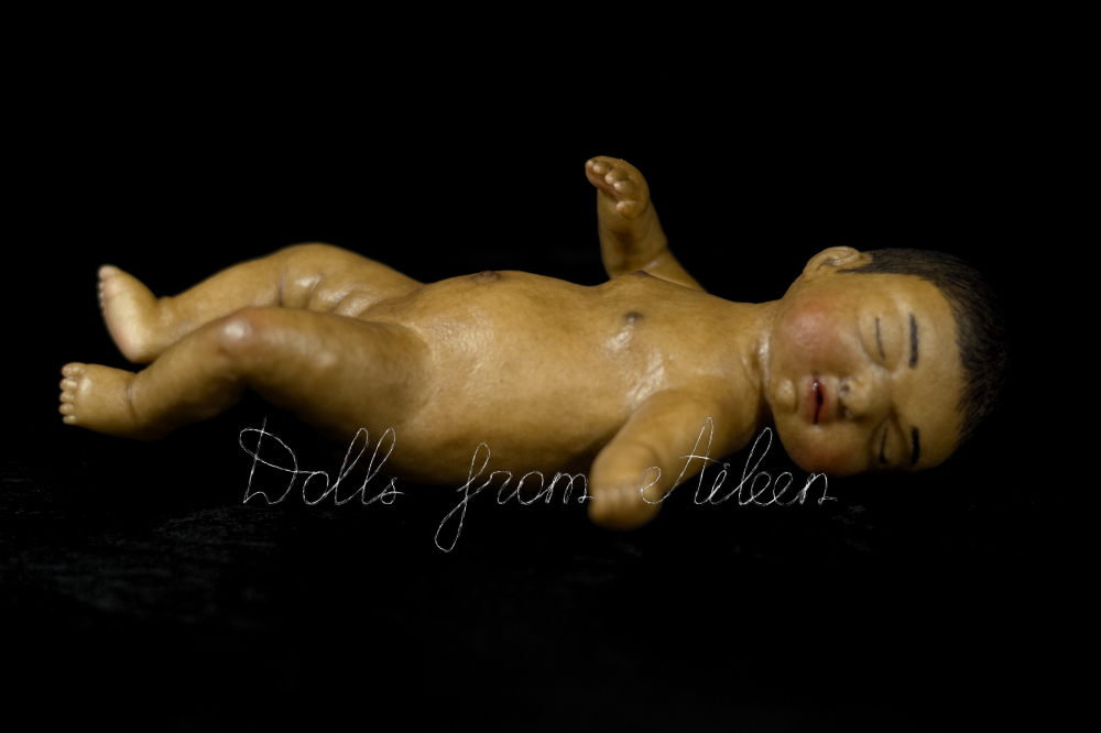 ooak anatomically correct sleeping baby girl doll, view from side