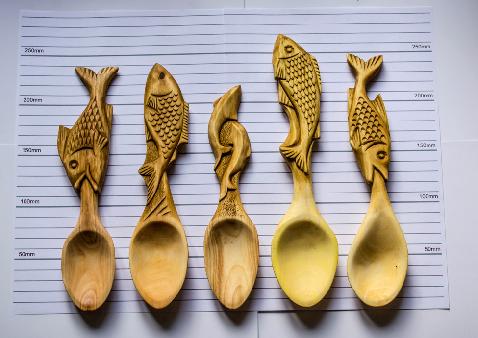 WOODCARVING / Різьблення по дереву Різьблені ложки "Риба" / Carved