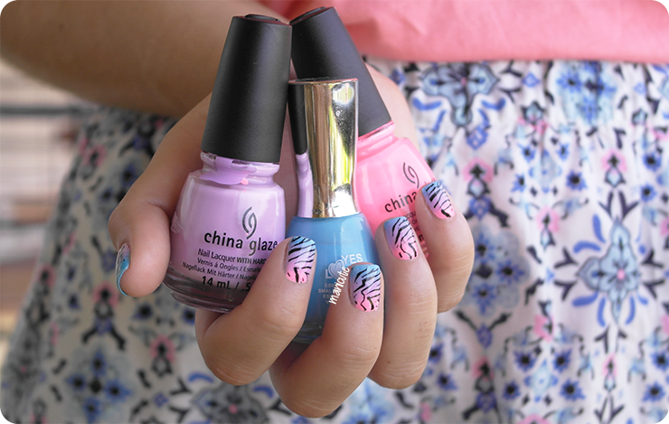 neon zebra nailsneon zebra nails