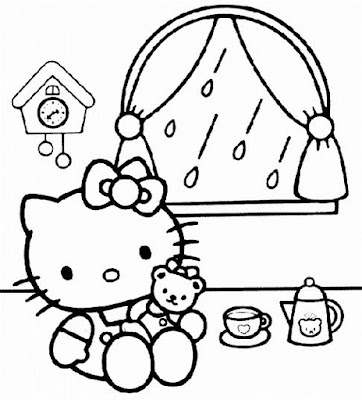 Hello Kitty dibujo para colorear lluvia