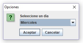 JOptionPane lista de opciones