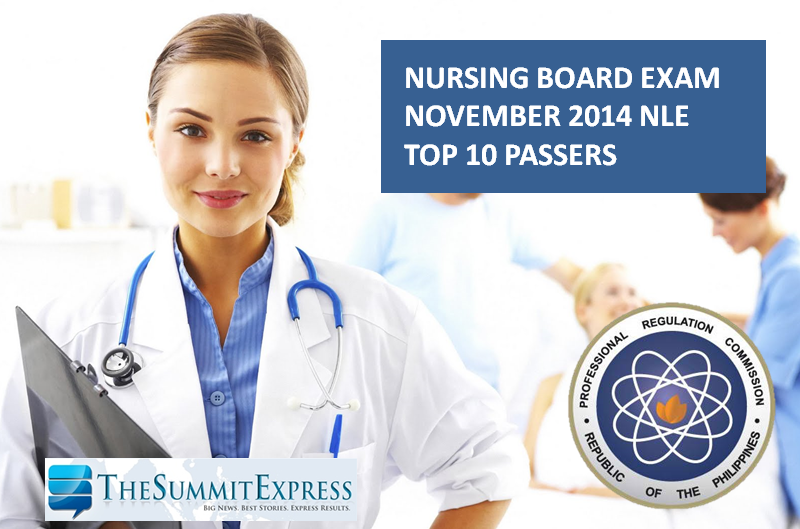 Top 10 Passers November 2014 NLE Nursing board exam
