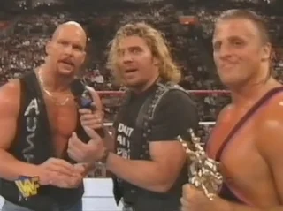 WWF / WWE IN YOUR HOUSE 10: Mind Games - Steve Austin, Brian Pillman, and Owen Hart cut a promo on Bret Hart