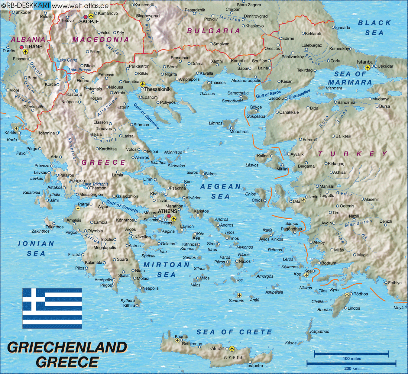 Greece Map Political Area | Map of Greece Regional Political Province