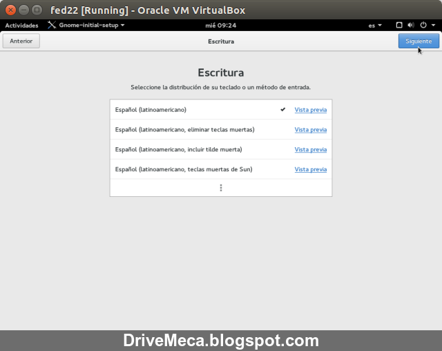 DriveMeca instalando Fedora Linux Workstation 22 paso a paso