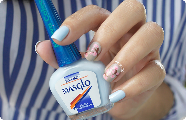 cherry blossom nails masglo solidaria essie sand tropez