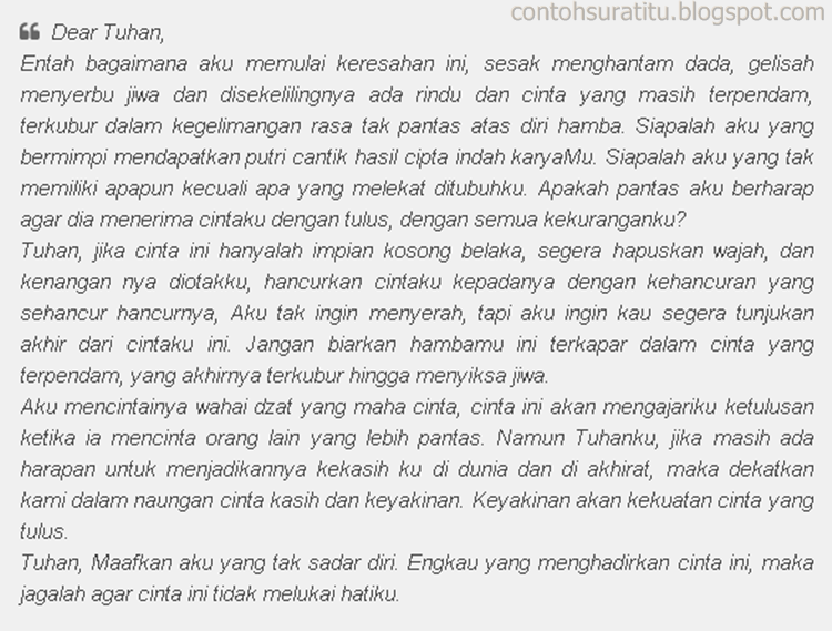 Contoh Surat Cinta Yang Terpendam