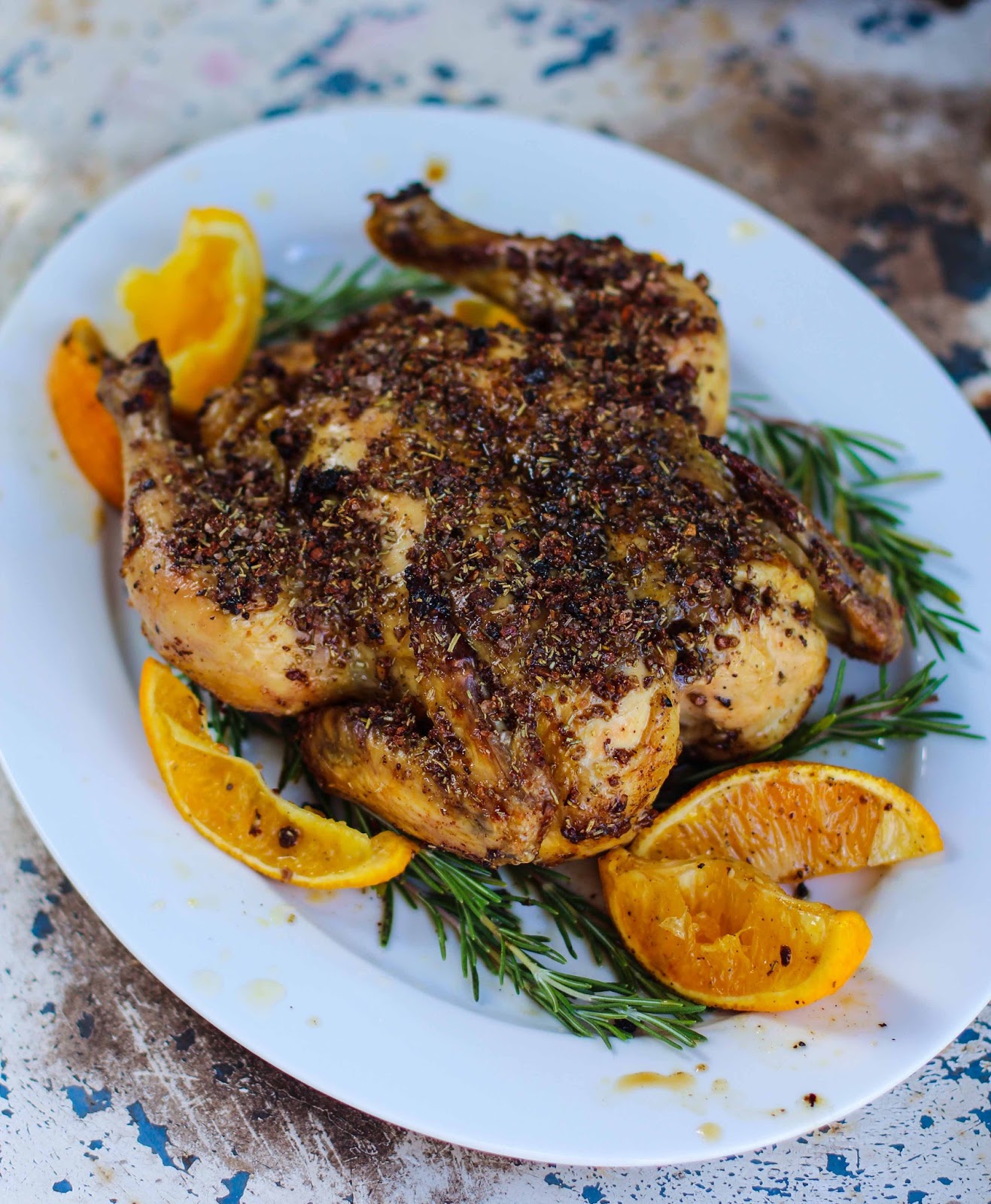 UndomestiKATEd Orange, Rosemary and Cinnamon Spiced Roast Chicken