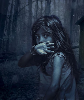 Little girl in a cold October night Little girl in a cold October night