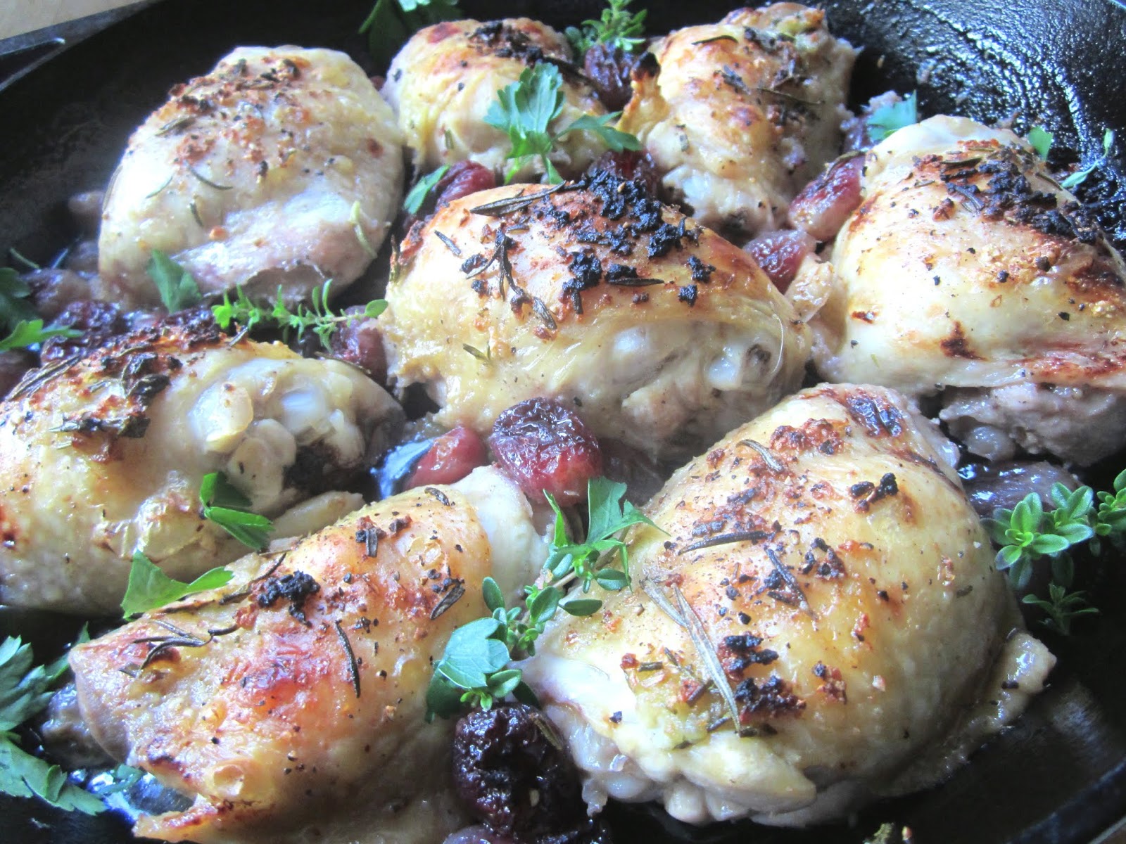 Chicken Thighs w/ Roasted Grape Pan Sauce
