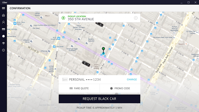 Uber app for Windows 10 OS