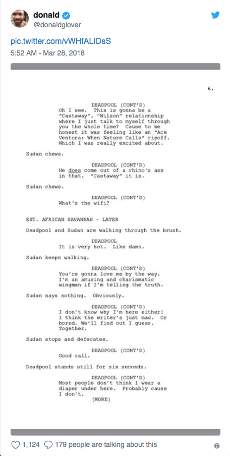 rhymes with snitch celebrity and entertainment news deadpool leaked script